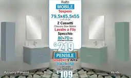 Centro Brico Rialto Mobile Sospeso 2 Cassetti Chiusura Slow Motion Lavabo a Filo offerta