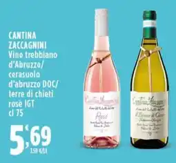 Rossotono Carrefour Cantina Zaccagnini Vino trebbiano d’Abruzzo/ cerasuolo d’abruzzo DOC/ terre di chieti rosé IGT offerta