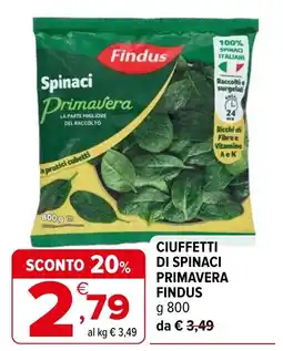 Iperal Ciuffetti di spinaci primavera Findus offerta