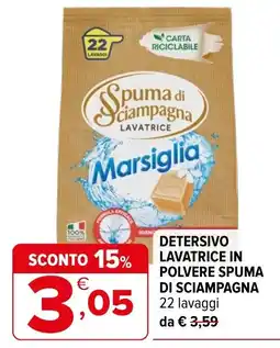 Iperal Detersivo lavatrice in polvere spuma di sciampagna Marsiglia offerta