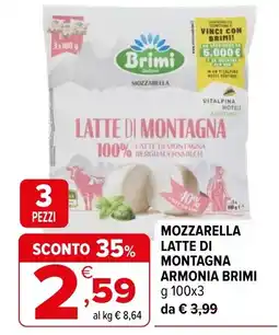 Iperal Mozzarella latte di montagna armonia brimi offerta