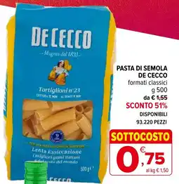 Iperal Pasta di semola De Cecco offerta