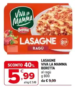 Iperal Lasagne Viva la Mamma Beretta al ragù offerta