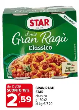 Iperal Gran Ragù Star classico offerta