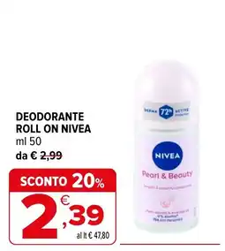 Iperal Deodorante roll on nivea pearl & beauty offerta