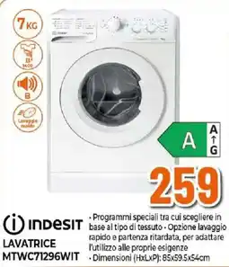Ipercoop Indesit Lavatrice MTWC71296WIT offerta