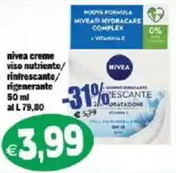Il Castoro Supermercati Nivea creme viso nutriente/rinfrescante/rigenerante offerta