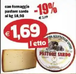 Il Castoro Supermercati Cao formaggio pastore sardo offerta