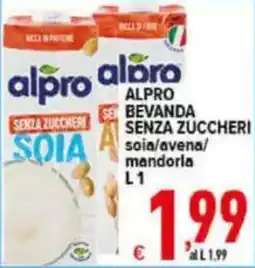Iper Triscount Alpro bevanda senza zuccheri soia/avena/mandorla offerta