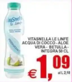 Pewex Vitasnella le linfe acqua di cocco - aloe vera - betulla - integra offerta