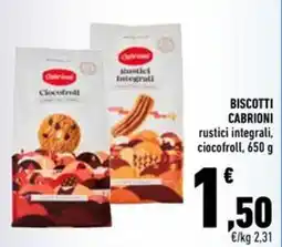 Conad Superstore Biscotti Cabrioni rustici integrali, ciocofroll offerta