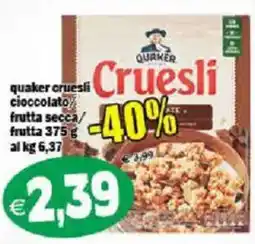 Il Castoro Supermercati Quaker Cruesli cioccolato frutta secca offerta