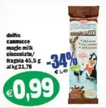 Il Castoro Supermercati dolphin cannucce magic milk cioccolato offerta