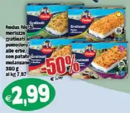 Il Castoro Supermercati findus filetti merluzzo gratinati al pomodoro alle erbe con patate melanzane offerta