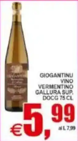 Pewex Giofantinu vino vermentino gallura sup. offerta