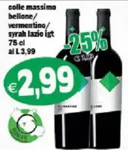 Il Castoro Supermercati Colle massimo bellone/vermentino/syrah lazio igt offerta