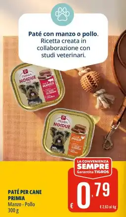 Tigros Paté per cane Primia Manzo - Pollo offerta