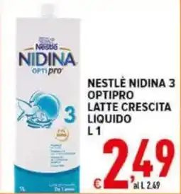 Iper Triscount Nestlé Nidina 3 Optipro Latte Crescita Liquido offerta