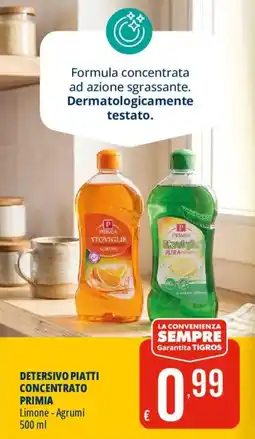 Tigros Detersivo piatti concentrato Primia Limone - Agrumi offerta