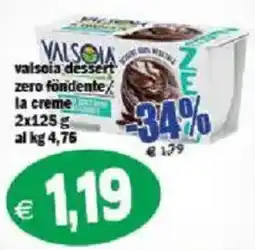 Il Castoro Supermercati Valsoia dessert zero fondente la creme offerta