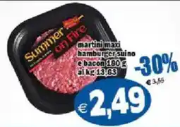 Il Castoro Supermercati Summer on Fire martini maxi hamburger suino e bacon offerta
