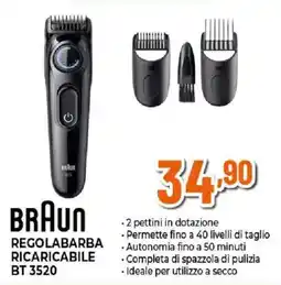 Ipercoop Braun regolabarba ricaricabile BT 3520 offerta
