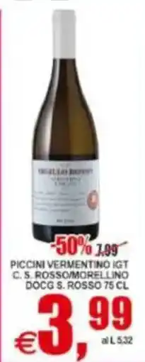 Pewex Piccini Vermentino IGT C. S. Rosso/Morellino DOCG S. Rosso offerta