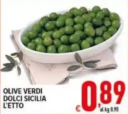 Iper Triscount Olive verdi dolci Sicilia l'etto offerta