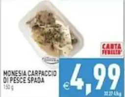 Pim Supermercati Monesia carpaccio di pesce spada offerta