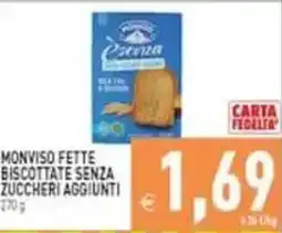 Pim Supermercati Monviso fette biscottate senza zuccheri aggiunti offerta