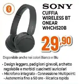 Ipercoop Sony cuffia wireless bt onear whch520b offerta