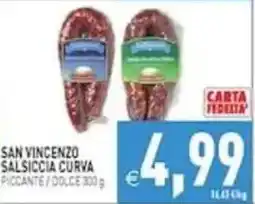 Pim Supermercati San Vincenzo Salsiccia Curva offerta