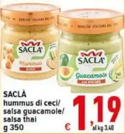 Iper Triscount Sacla hummus di ceci/ salsa guacamole/ salsa thai offerta