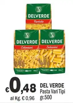 Primo Prezzo Delverde Pasta Vari Tipi offerta