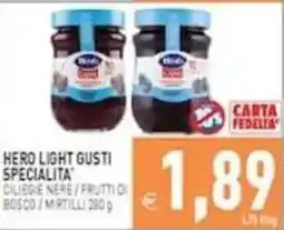 Pim Supermercati Hero light gusti specialita' ciliegie nere / frutti di bosco / mirtilli offerta