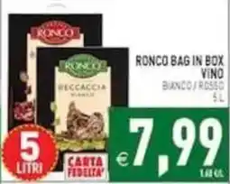 Pim Supermercati Ronco bag in box vino bianco/rosso offerta