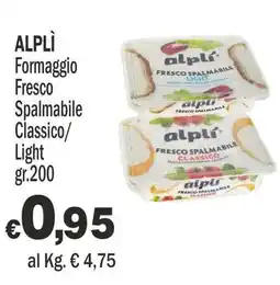 Primo Prezzo Alplì Formaggio Fresco Spalmabile Classico offerta