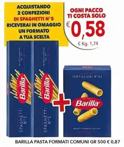 Diper Barilla pasta formati comuni offerta