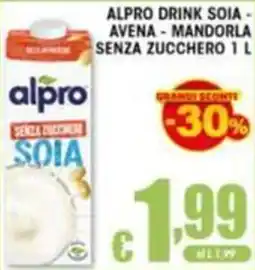 Sacoph Alpro drink soia avena mandorla senza zucchero offerta