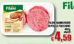 Top Supermercati Fileni hamburger con pollo e tacchino offerta