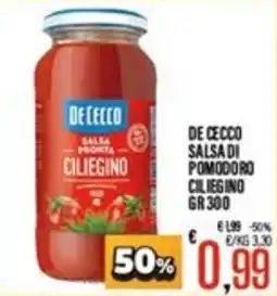 Supermercati EffePiù De Cecco salsa di pomodoro ciliegino offerta