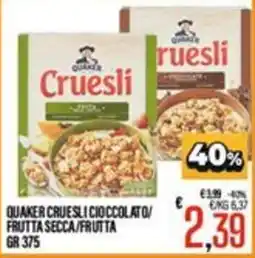 Supermercati EffePiù Quaker Cruesli Cioccolato offerta