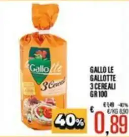 Supermercati EffePiù Gallo le gallotte 3 cereali offerta