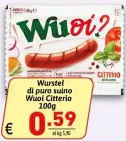 Ipercarni Wurstel di puro suino Wuoi Citterio offerta