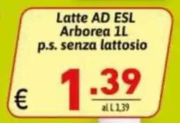 Ipercarni Latte AD ESL Arborea senza lattosio offerta