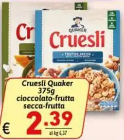 Ipercarni Cruesli Quaker cioccolato-frutta secca-frutta offerta