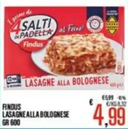 Supermercati EffePiù Findus Lasagne alla Bolognese offerta