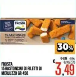 Supermercati EffePiù Frosta 15 bastoncini di filetti di merluzzo offerta