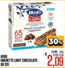 Supermercati EffePiù Hero barrette light cioccolato offerta
