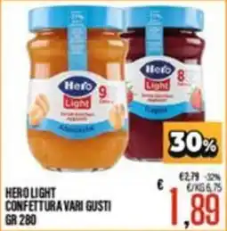 Supermercati EffePiù Hero Light confettura vari gusti offerta